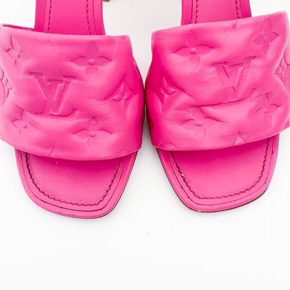 Louis Vuitton Revival Mule Monogram Pink Heel Padded Heels Sandals - Picture 9 of 16